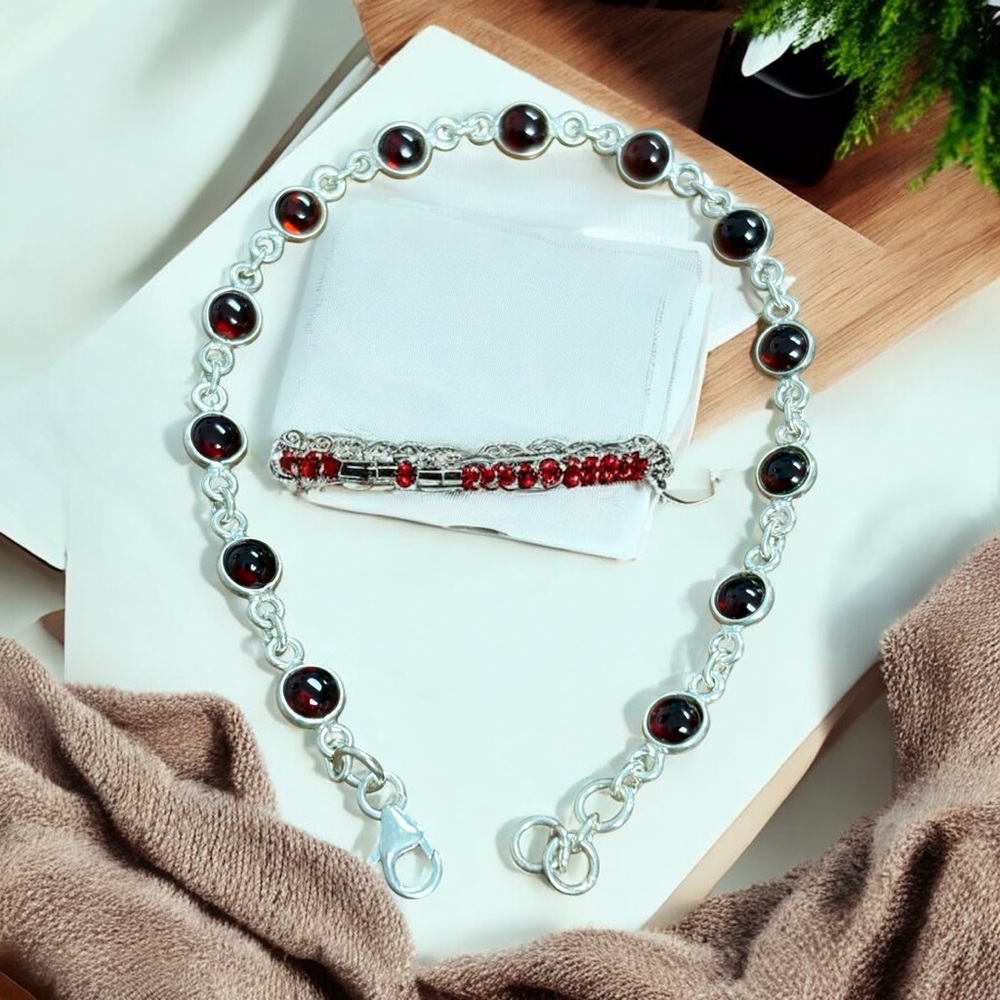 Sterling Silver Garnet Bracelet